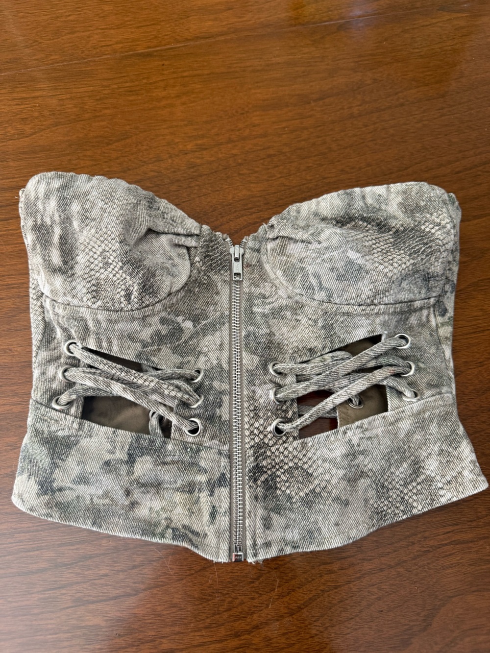 Outcast Snakeskin pattern Lace-Up Bustier Top